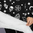 thumbnail image 3 of Oversized Wearable Blanket Hoodie,Black Gothic Skull Star Pattern Sherpa Blanket Hoodie with Super Pockets,Super Warm Fuzzy Pullover for Women & Men, 3 of 5
