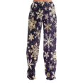 thumbnail image 4 of Women's Christmas Printed Plush Casual Pants with Drawstring Elastic Waist, Long Trousers for Home and Casual Wear, Comfortable Design,Dark Purple,2XL, 4 of 6