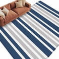 thumbnail image 2 of Gray Navy Washable Living Room Rugs 5'x7', Blue Stripe Minimalist Vertical Stripes Modern Art Low Pile Throw Large Area Rugs Non-Slip Sturdy Edge Binding Carpet for Dining Room Bedside Kitchen, 2 of 9