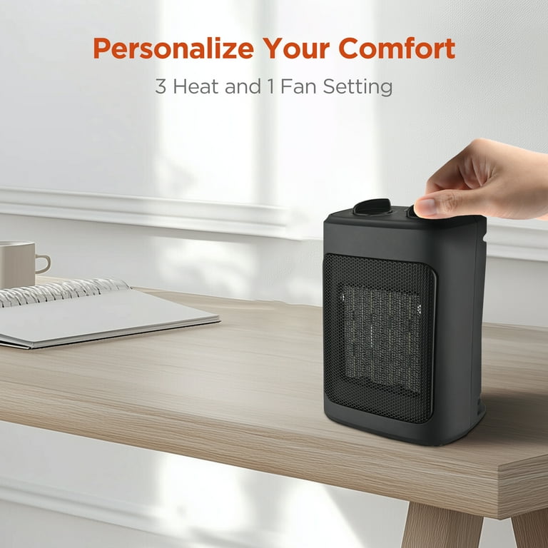 Mainstays 1500W Ceramic Fan-Force Electric Space Heater, Black