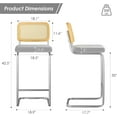 thumbnail image 2 of STARY Counter Height Bar Stools Set of 2, Upholstered Velvet Barstools with Rattan Back, 30 inch Height Stools Armless Bar Chairs for Kitchen Island(Light Grey), 2 of 9