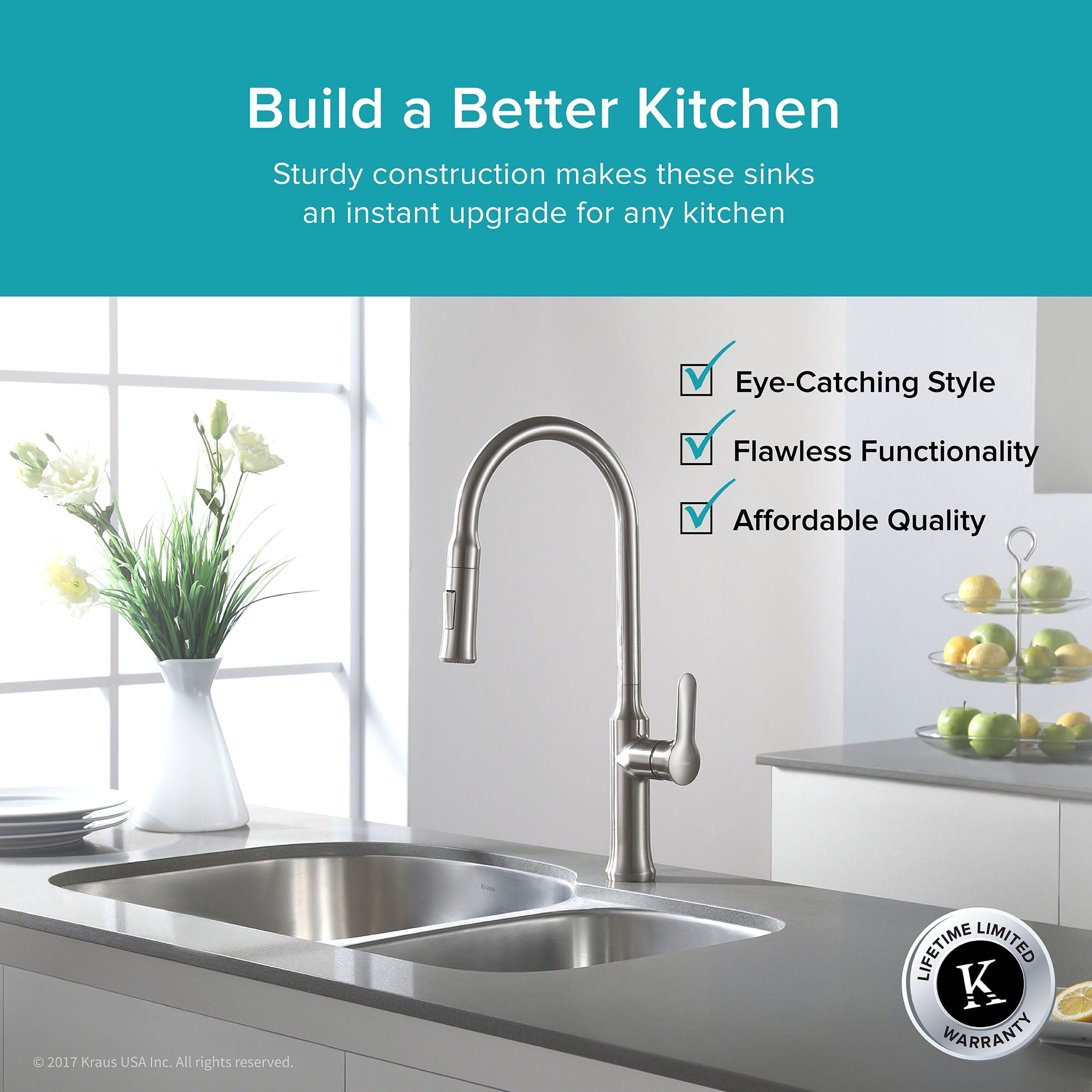 Kraus Premier 35 Inch 16 Gauge Undermount 60 40 Double Bowl Stainless Steel Kitchen Sink