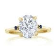 thumbnail image 2 of Gem Stone King 18K Yellow Gold Plated Silver White Moissanite and Blue Created Sapphire 3 Stone Ring for Women (3.04 Cttw, Oval 10X8MM, Gemstone Birthstone, Size 5), 2 of 4