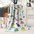 thumbnail image 2 of White Cute Dinosaurs Pattern Blanket,Comfortable Soft Lamb Wool Throw Blanket,All Season,Warm Lightweight Blankets for Sofa Bed Couch Living Room Chair,60"x80", 2 of 4