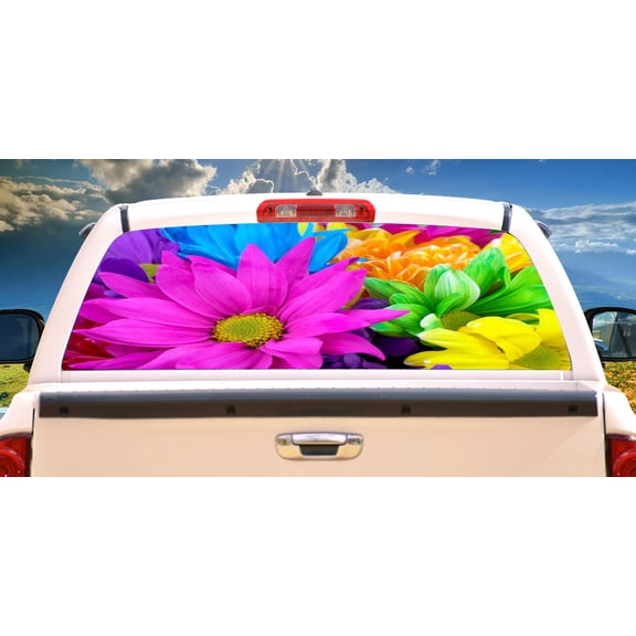 FLOWER GARDEN Rear Window Graphic back truck decal suv view thru vinyl