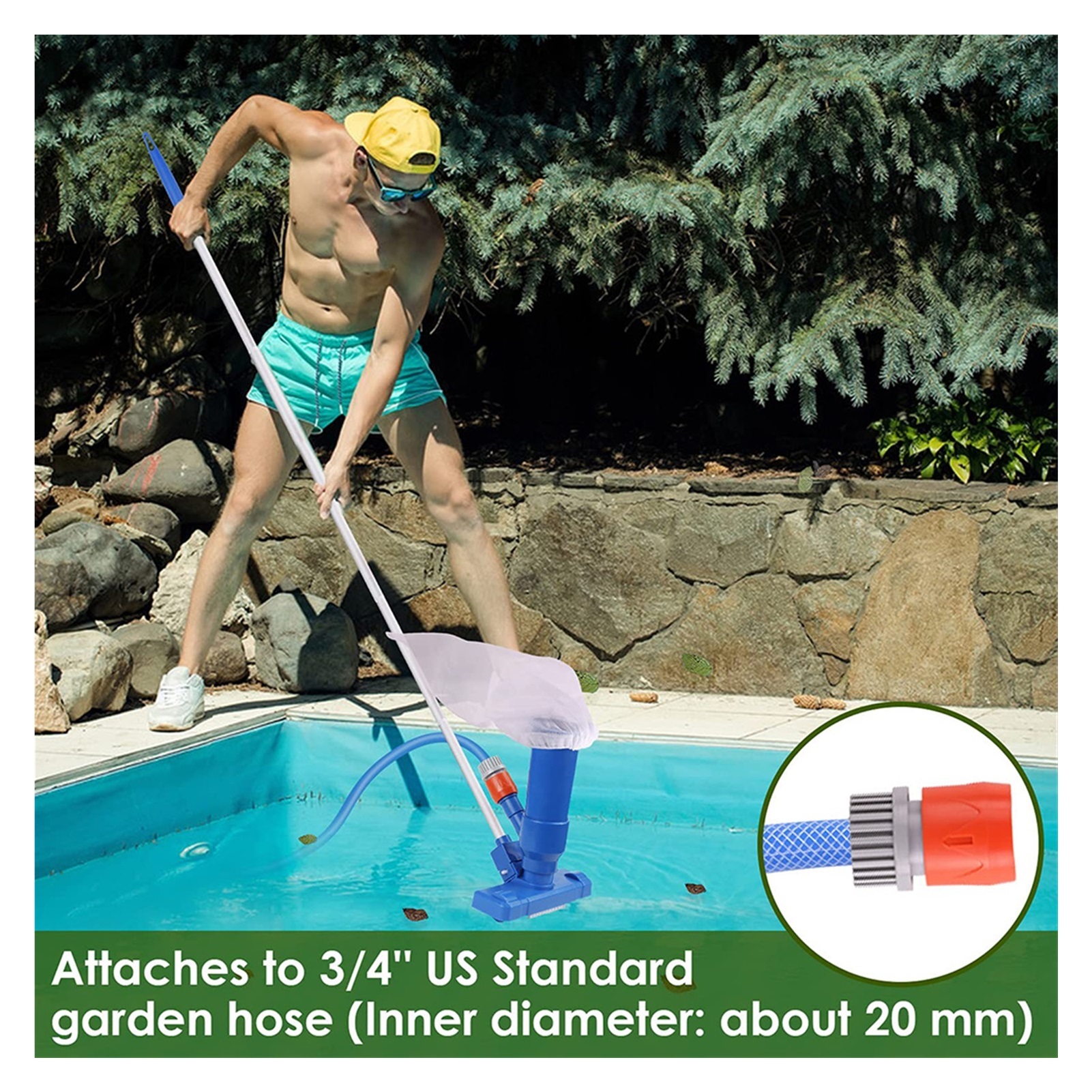 Swimming Pool Vacuum Cleaner Cleaning Tool Suction Head Pond Fountain Spa Pool Vacuum Cleaner Brush With Handle ,Great Suction Power