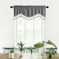 thumbnail image 5 of Hiroekza Elegant Fringed Window Valance - Polyester Rod Pocket Curtains - Stylish Short Drapes for Kitchen, Bathroom, Living Room 51 x 18 Inches Gray, 5 of 8