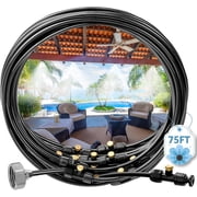 33FT Outdoor Misting Cooling System with 8 Nozzles & 3/4 Brass Adapter - for Patio, Porch, Umbrella, BBQ, Chicken Coop
