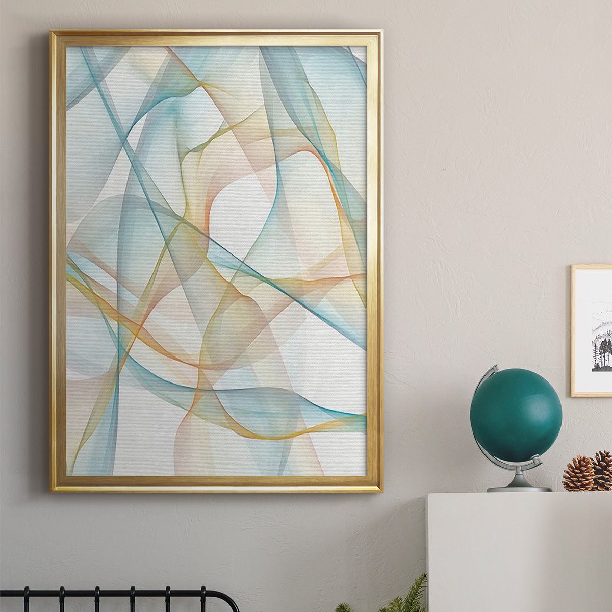 Curves and Waves III Premium Framed Print, in Gold, Black, or Silver - Ready to Hang