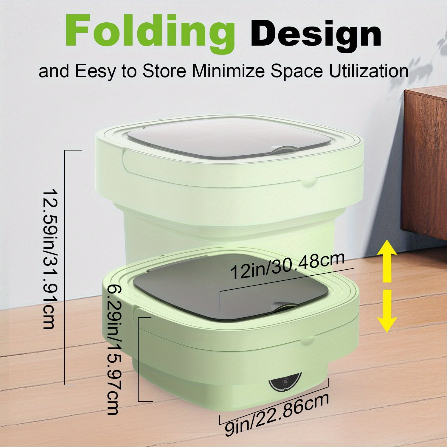 Efficient Mini Washing Machine for Home, Dorm And Camping, 2.91gal Foldable And Portable Washer with 3 Modes, Space-Saving Design