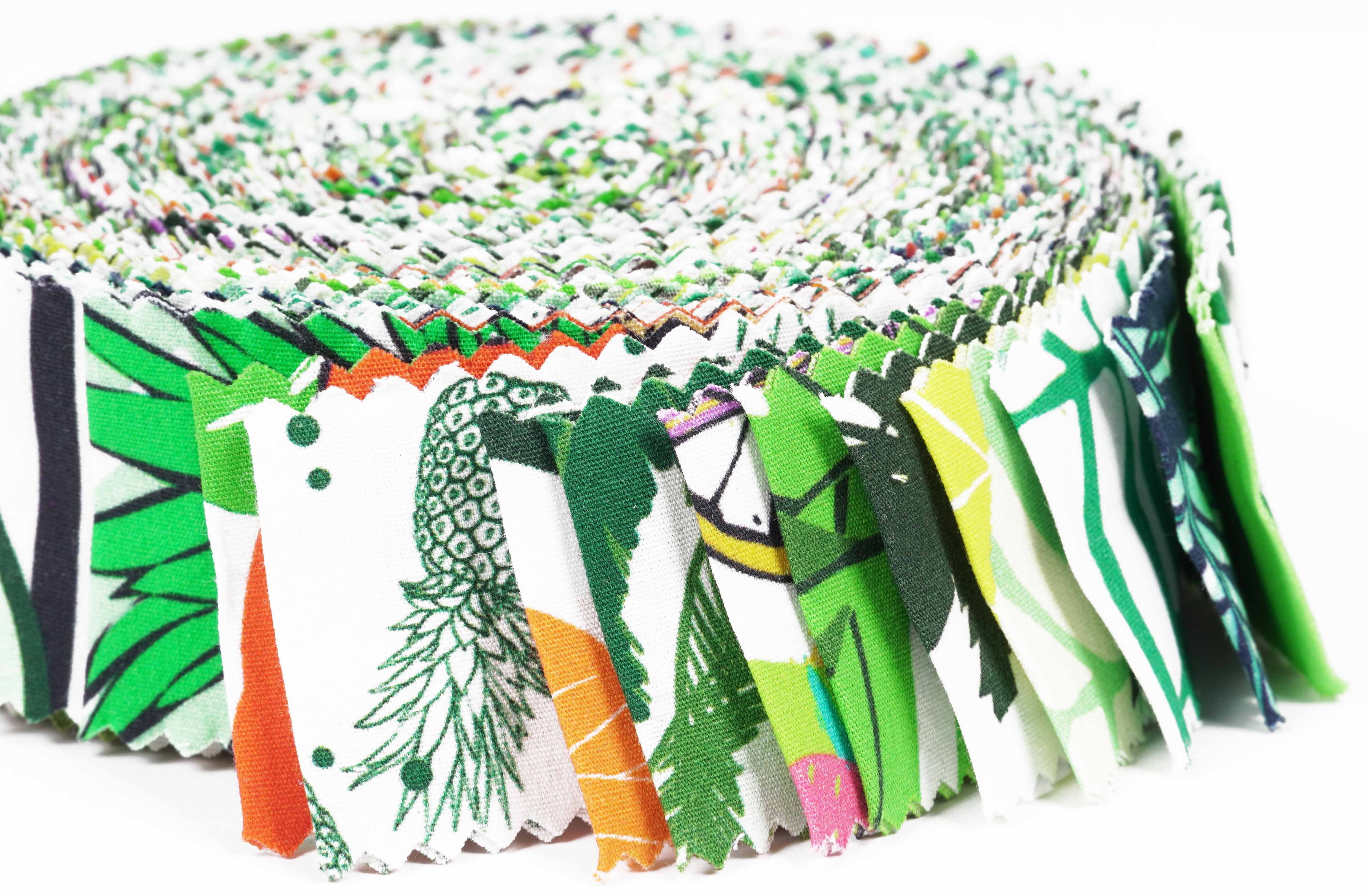 Soimoi 40Pcs Tropical Print Precut Fabrics Strips Roll Up 1.5x42inches Cotton Jelly Rolls For Quilting - Multicolor
