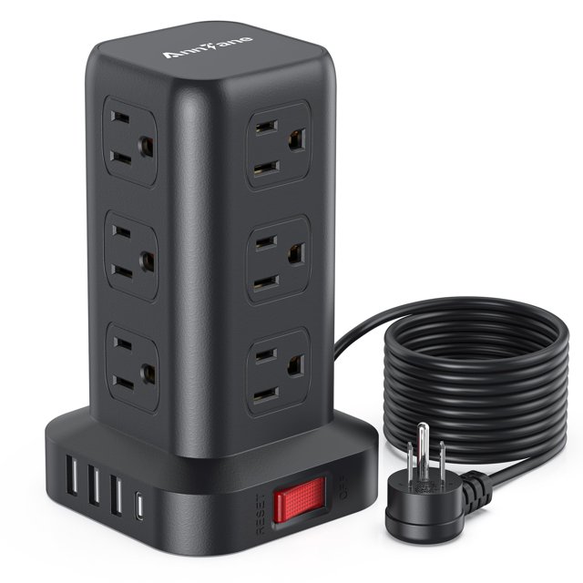 Protector contra sobretensiones Power Strip Anntane Protector contra sobretensiones, cable de 10 pies