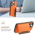 thumbnail image 6 of Detachable Wallet Case for iPhone 13, Flip Magnetic Card Holder for Phone Case with Stand, Kickstand Card Holders Stick on PU Leather Phone Case Shockproof Cover for iPhone 13, Orange, 6 of 10