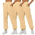 thumbnail image 2 of HAPIMO Women's Sports Activewear Loose Joggers Pants 3 Pack for Girls Fall Casual Trousers Pajamas Spring Sweatpants Teens High Waist Jog Pants Running Workout Beige L, 2 of 6