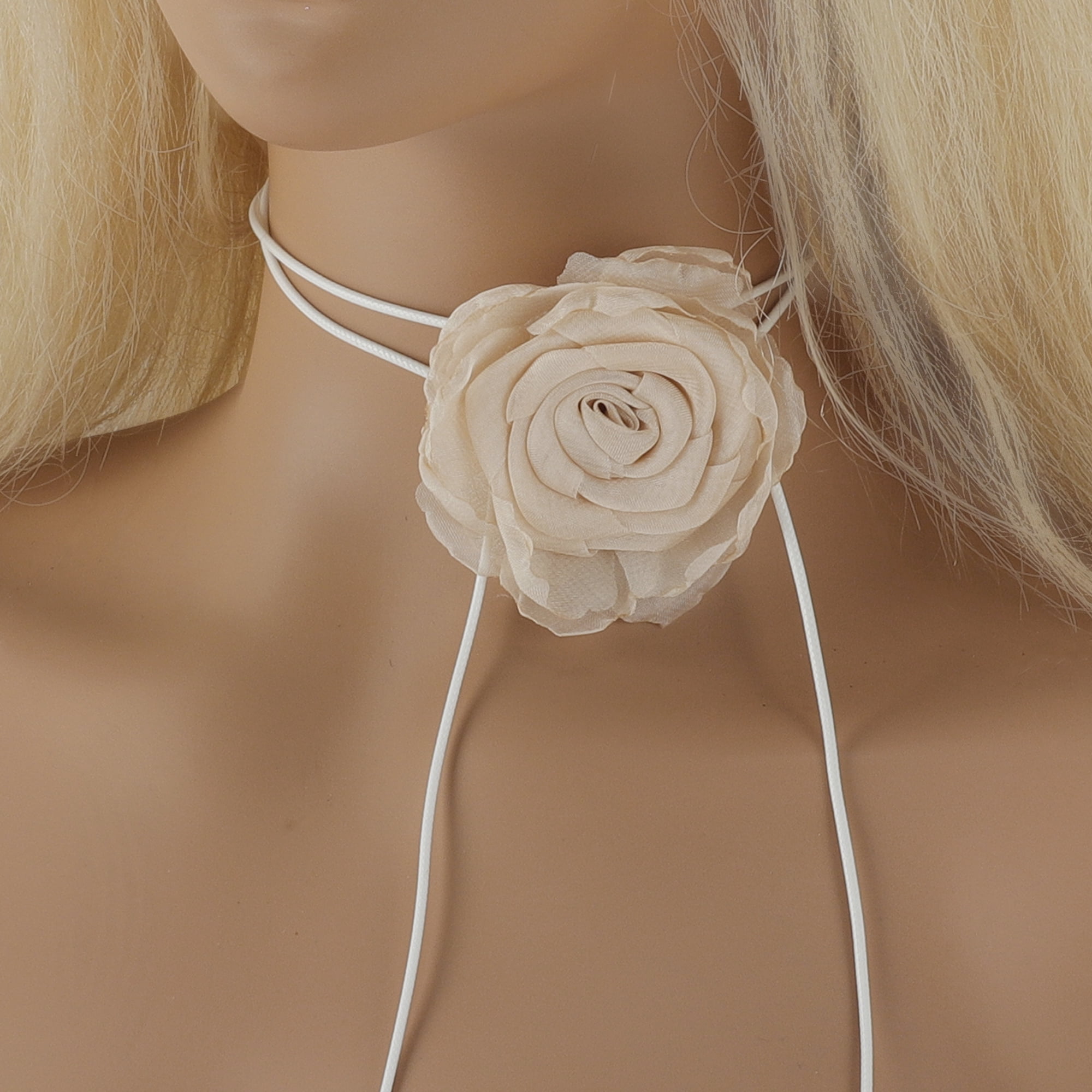 Unique Bargains Flower Choker Necklace 1Pc Apricot