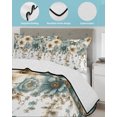 thumbnail image 3 of Quilts Full Size, Teal Floral Soft Comforter Bedding Set for Bed, Weeping Beige Turquoise Flowers Summer Lightweight Quilted Bedspread with Pillow Cover(2 Pieces) for All Season, 78x90 Inch, 3 of 6