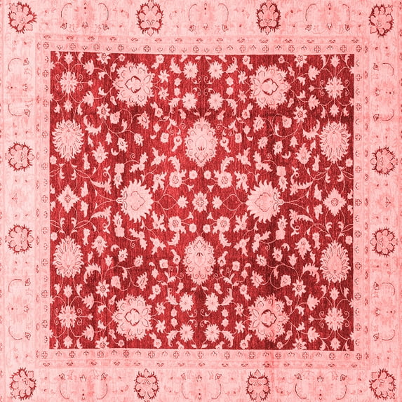 Ahgly Company Machine Washable Indoor Square Oriental Red Traditional Area Rugs, 6' Square