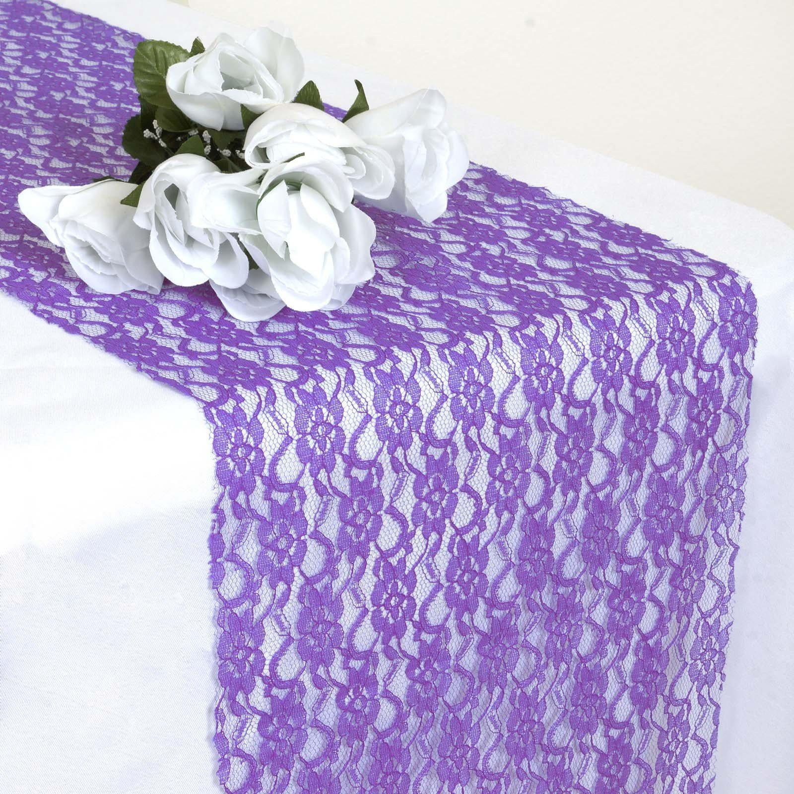 Purple Floral Lace Table Runner