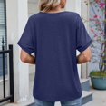 thumbnail image 4 of Xixinqiwan Women Tops Plus Size Shirts,Women's Fashion Casual Spring And Summer New Solid Color Big V Neck Loose Short-Sleeved T-shirts Pullover Casual Tops Clothes, 4 of 8
