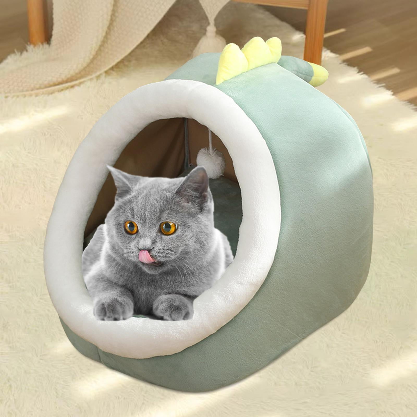 Bvdfgk Cave Bed Pet House Cushion Soft Anti Slip No Deformation Dog Furniture with Ball 35x35x31cm Green