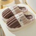 thumbnail image 2 of Brown 42-43 on Open Couples Wide Slippers for Menry Men Keep Plush indoor Slippers for Men Warm Winter Slippers Toe Washable Slippers for Men Flat Home Shoes Men's Me, 2 of 5