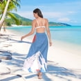thumbnail image 7 of FORMRS Womens Long Sarong Beach Wrap Semi-Sheer Bikini Skirt Bathing Swimsuit Cover Up, Snow Mountain, 7 of 7