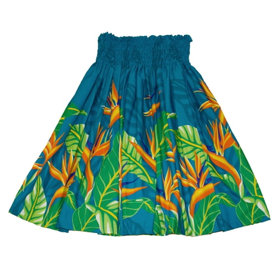 Hawaiian Pa'u Hula Skirt Hawaii Print Turquoise Flower For womens