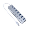 thumbnail image 2 of LSLJS High Speed Aluminum Alloy Metal, 7 Port USB Hub 3.0, Independent Button, 7 Port Hub with One Pull Seven USB Cable Splitter, Docking Station, 2 of 6