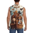 thumbnail image 4 of Lsque Animal Filled Noahs Ark Print Men's Cotton Blend Sleeveless Muscle Shirts (S-3XL)- Moisture Wicking, Odor Protection, UPF 30+,XX-Large, 4 of 8