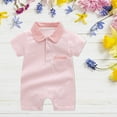 thumbnail image 2 of Curenmufel Baby Boy Golf Outfit Short Sleeve Golf Polo Romper Lapel Button Jumpsuit Clothes 0 3 6 9 12 18 24 Months,Pink 3-6 Months, 2 of 3