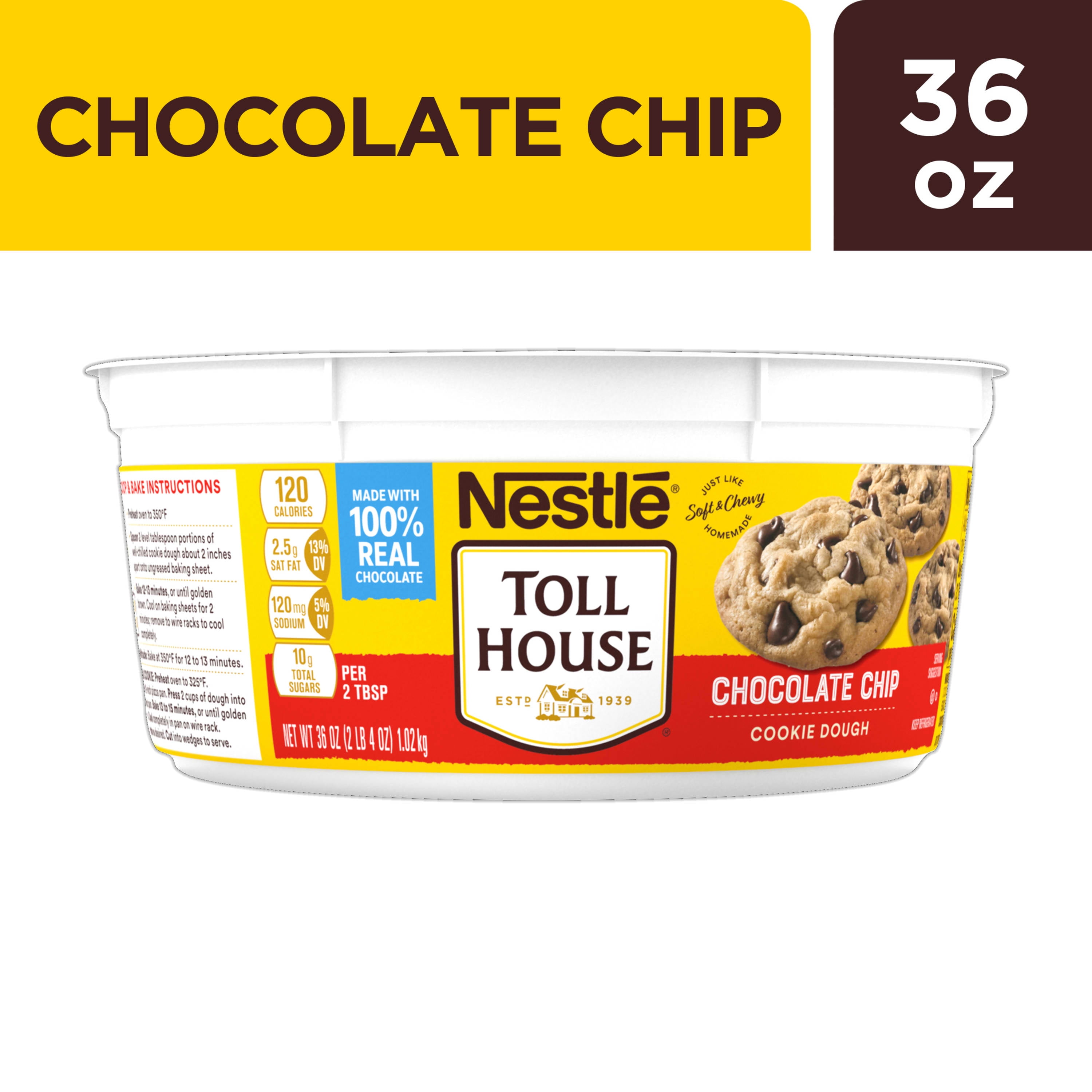 Nestle Toll House Chocolate Chip Cookie Dough, 36 oz