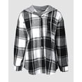 thumbnail image 6 of ChicMe Jackets for Women Plaid Print Hooded Long Sleeve Shacket Fleece Lined Lightweight Casual Jacket Black-L, 6 of 9