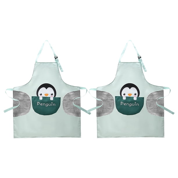 Delantal a rayas para el hogar, bonito limpiaparabrisas de cocina con dibujos animados, delantal grueso impermeable a prueba de aceite, 2 uds.