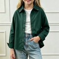 thumbnail image 2 of DJDLJWCJ Girls Long Sleeve Jacket Lightweight Casual Button Jacket Solid Color Outdoor Jacket Green Size 6M, 2 of 7