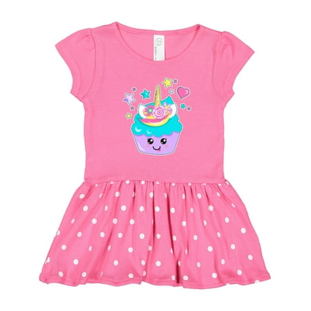 

Inktastic Unicorn Cupcake with Flowers Gift Toddler Girl Dress