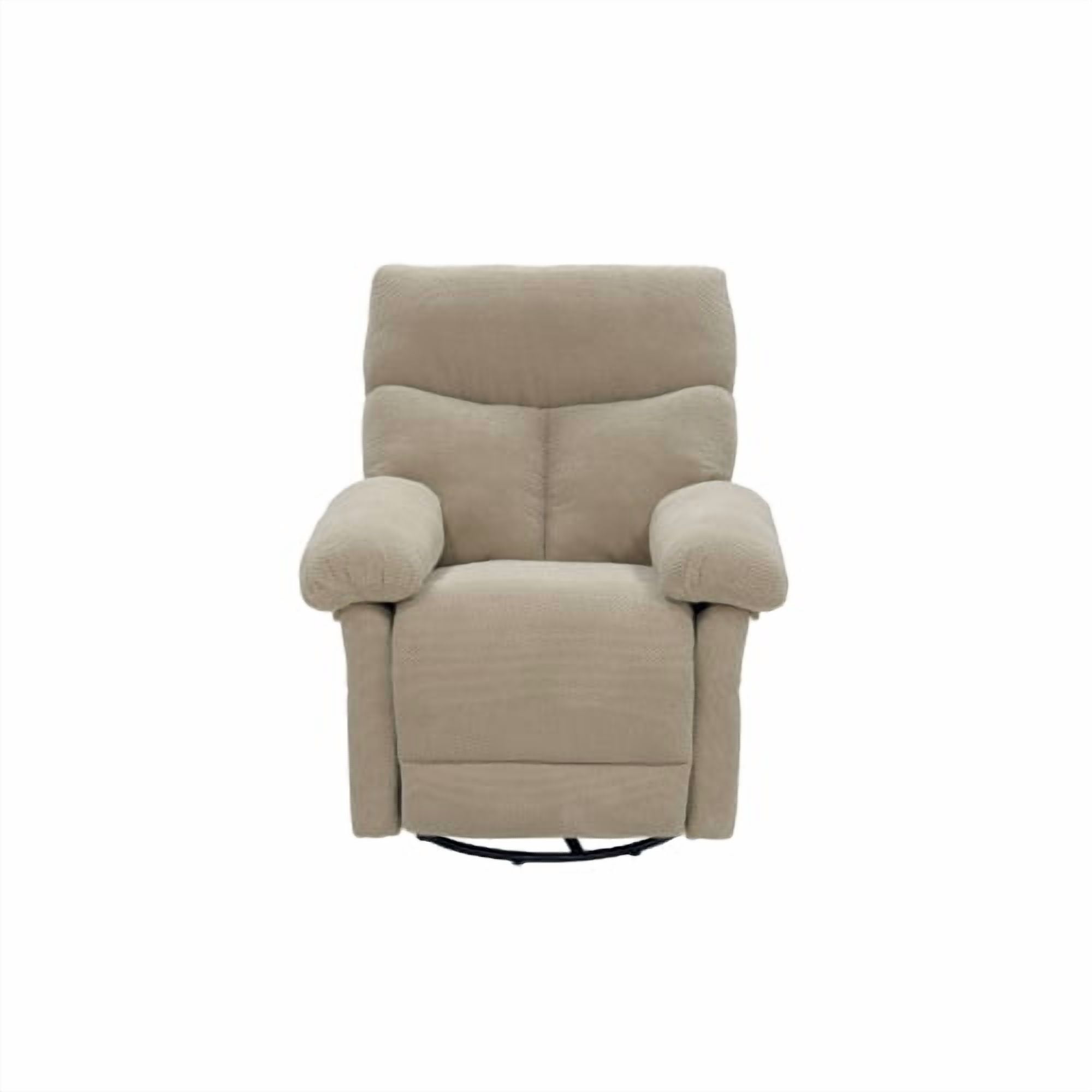 Modern Swivel Rocker Recliner Chair, Manual Overstuffed Glider Armchair with Textured Fabric, 360° Swivel & Rocking for Living Room and Nursery, Camel