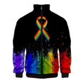 thumbnail image 3 of Chaqueta informal de manga larga con cremallera y cuello alto en 3D para hombre y mujer, con bandera del arcoíris, para lesbianas y gays, moda LGBT, 3 of 5