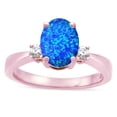 thumbnail image 3 of Star K � 3 Three Stone Oval Created Blue Opal Classic Engagement Promise Ring, 3 of 9