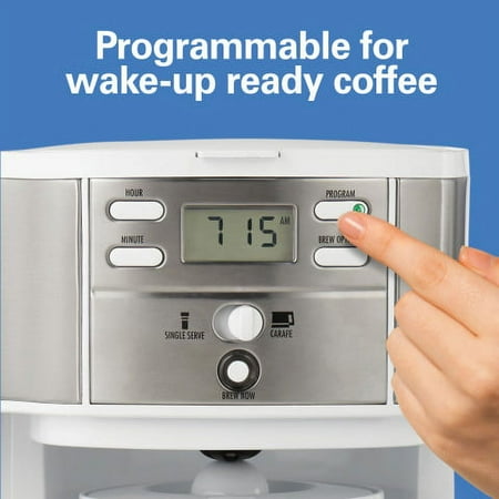 Hamilton Beach - 2-Way Programmable 12 Cup and Single-Serve Coffee Maker - White