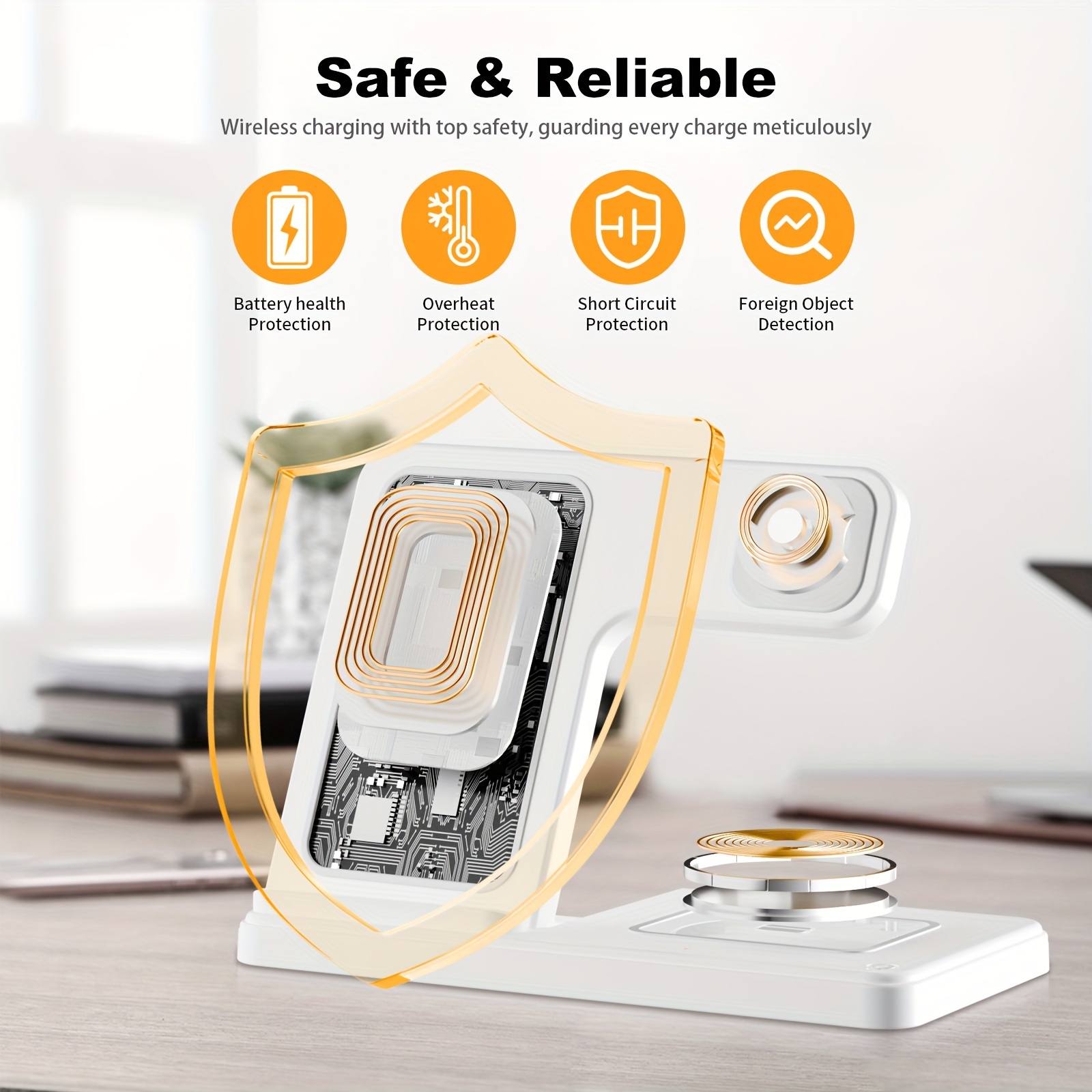 [Fast Wireless Charger] Fast 3-in-1 Portable Wireless Charger | Foldable Charging Station with Adapter - for iPhone 16 15 14 13 12 11 Pro Max/Pro/Mini/Plus, iWatch 9 8 7 6 5 4 3 2 Se, Airpods 3 2 Pro