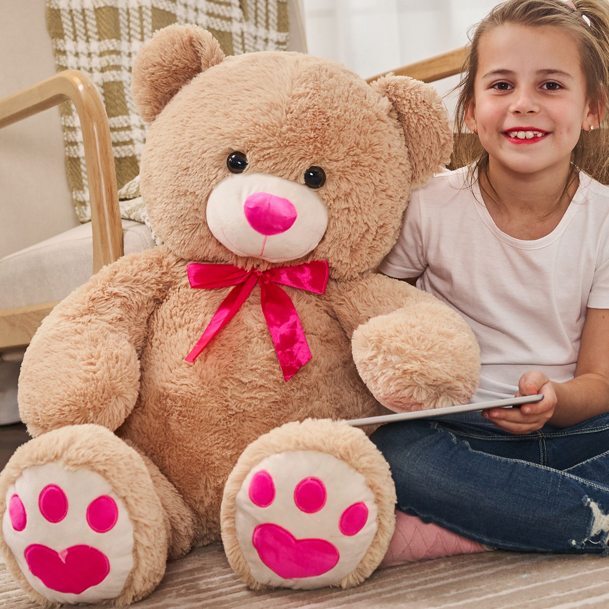 Muiteiur Giant Teddy Bear 35.4'' Giant Stuffed Animal Big Bear Plush Toy