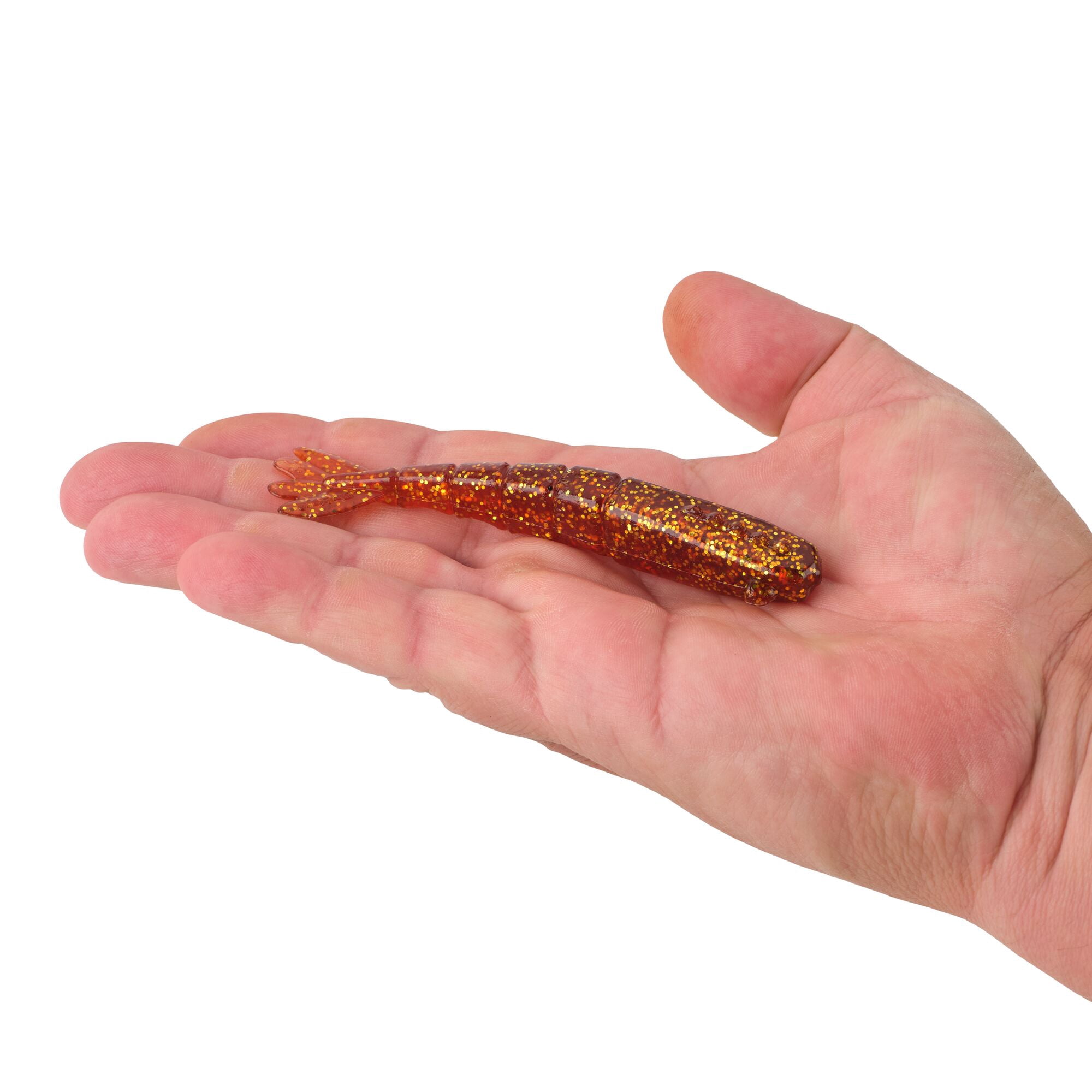 Berkley PowerBait® Saltwater Bonga Shrimp, 4 in, Shrimp, Root Beer Gold (6-count)