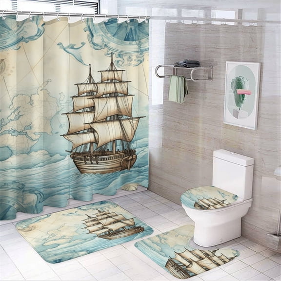 11z85dhl Shower Curtain Sets with Rugs 4 Piece Rustic