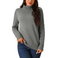 thumbnail image 1 of Suéter casual de manga larga de cuello alto INSPIRE CHIC para mujer, suéter grueso y cálido, talla XL, gris, 1 of 5