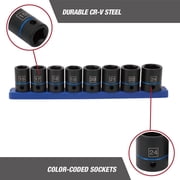 Hyper Tough 9-Piece 1/2-inch Drive Metric Impact Socket Set (mm)