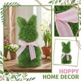 thumbnail image 7 of Yanxiao 15" Faux Grass Standing Bunny Topiary, Green Easter Bunny Figurine with Pink Striped Bow, Spring Tabletop Decor for Home Shelf & Holiday Displays, 7 of 7