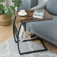 thumbnail image 3 of Gymax C-shaped End Side Sofa Table Vintage Accent Snack Laptop Tablet w/ Side Pocket, 3 of 9