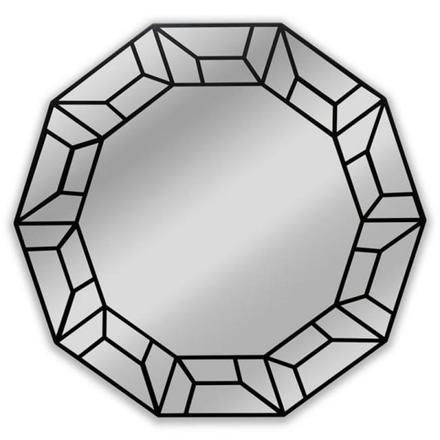 Chloe Lighting CH8M301BK31-RND 31 in. Reflection Contemporary Decagon Framed Wall Mirror, Black Finish