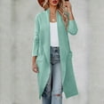 thumbnail image 4 of Manteau d'Automne Hiver pour Femmes Ample Ouvert Manteau à Manches Longues Tricoté Col Rond Trench Chaud Mi-Long Cardigan Couleur Unie Mode Manteau Extérieur, 4 of 5