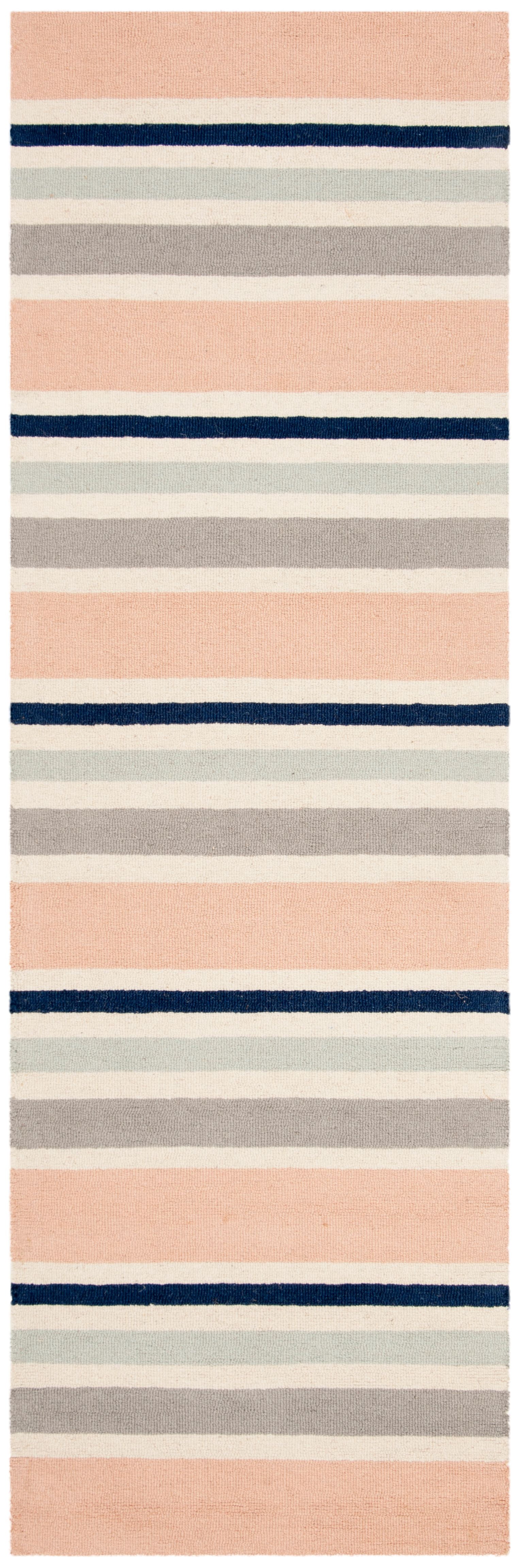 SAFAVIEH Kids Multi Striped Wool Runner Rug, Ivory/Multi, 2'6" x 8'